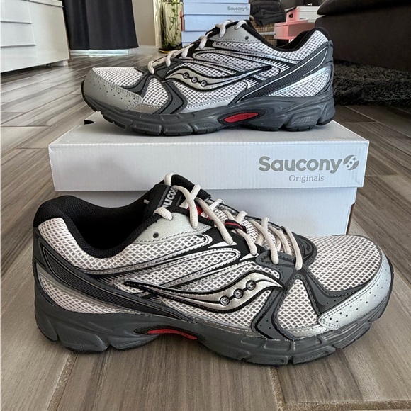 Men's Saucony Ride Millennium Running Shoes - Silver Gilded Red - Picture 2 of 8